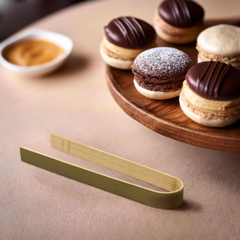 BambooMN 3.9" Mini Bamboo Disposable Tongs - Toast Tongs - 20 Pieces...