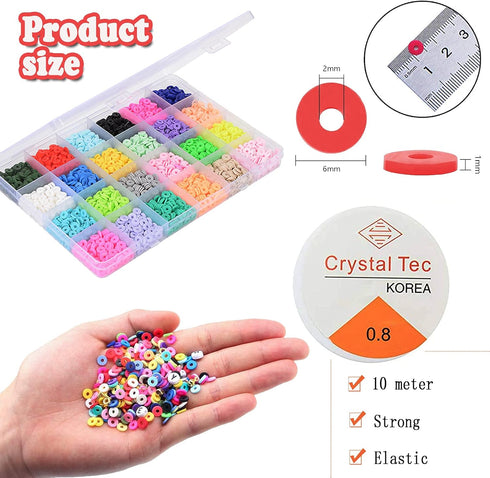Dulzod 4800Pcs Clay Beads for Jewelry Making Bracelet Kit,Flat Round Polymer Heishi Clay Beads with Pendant and Jump Rings Letter Beads for Bracel...