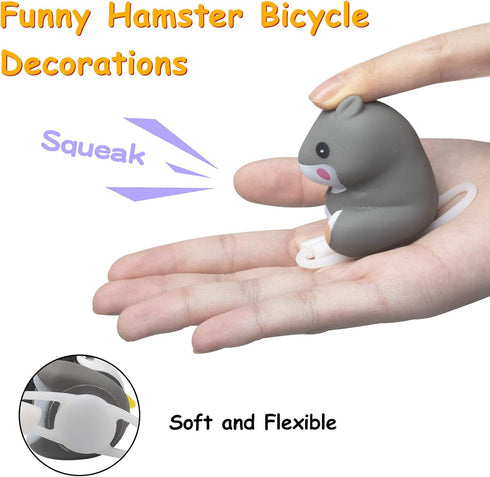 wonuu Duck Bike Bell with Light and Helmet Cute Hamster Bicycle Horn, Dashboard Decoration Hamster Toy Motorcycle Bike Bells Rubber Duck Car Dashb...