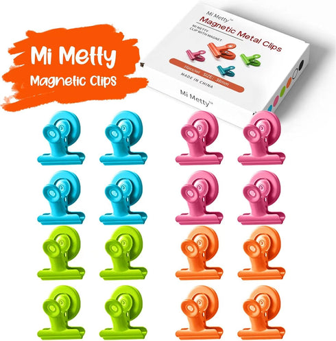 Magnetic Clips,16pcs Magnetic Metal Clips,Refrigerator Magnets Clips Whiteboard Wall Fridge Magnetic,Clip Magnets,Cute Magnets Metal Clip for Hous...