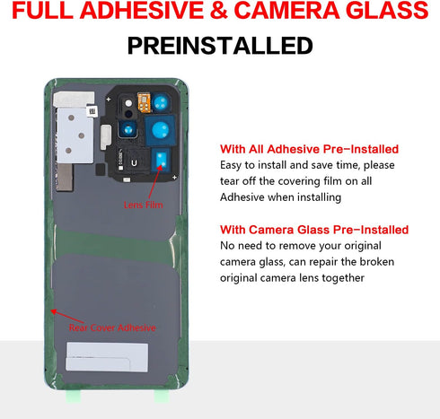 Compatible for Samsung Galaxy S20 Ultra Back Glass Cover Replacement 6.9-Inches Galaxy S20 Ultra SM-G988 All Carriers with Installation Manual + R...