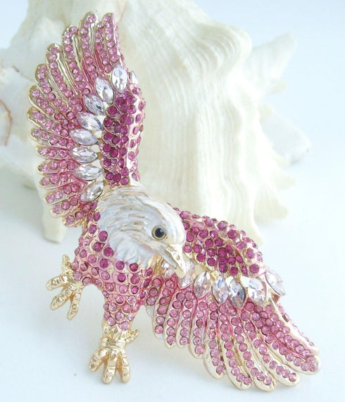 Sindary Unique 3.15" Eagle Brooch Pin Enamel Brooch Rhinestone Crystal Pendant BZ4717...