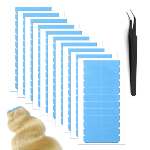 240 Pcs Hair Extension Tape in Tape Replacement Double Sided Hair Tape for Hair Extensions Wig Tape Beauty Tools with a Small Tweezers (4 x 0.8 cm...