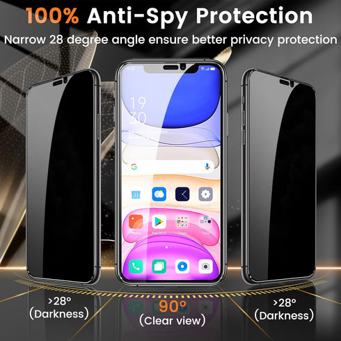 3+3 Pack Privacy Screen Protector for iPhone 11 6.1-Inch with 3 Pack Camera Lens Protector, Anti Spy Tempered Glass Film 9H Hardness Bubble Free C...