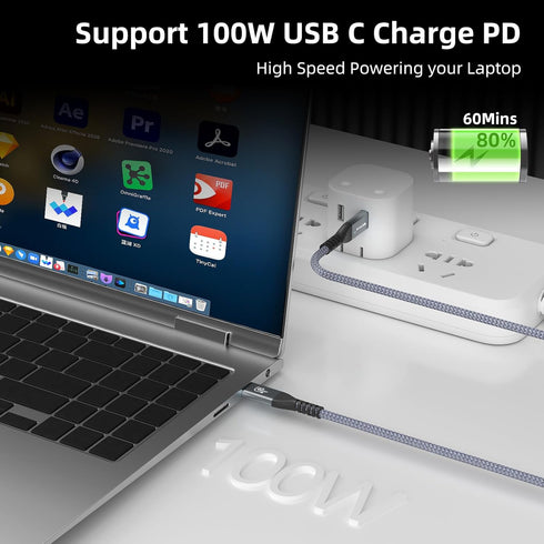 100W USB4 Cable, USB C to USB C Cable, 40Gbps Data Transmission, 3.3FT Type C Fast Charging Cable Compatible with Thunderbolt 3, Laptop, Docking, ...