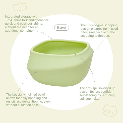 Toddler Utensils - Baby Essentials with Bowl, Fork, and Spoon | Baby-Led Weaning Supplies (BLW) for 12M+ Self-Feeding, Functional Silicone Dinnerw...