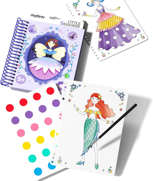 MiDeer Fashion Design Sketchbook with Watercolor Painting, Princess Dress-up Activity Book with Stencils and Stickers, Fashion Designer Kits for K...