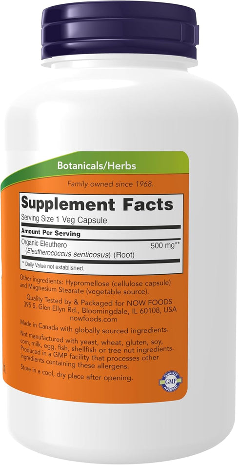 NOW Supplements, Eleuthero (Eleutherococcus senticosus) 500 mg, Adaptogenic Herb*, 250 Veg Capsules...
