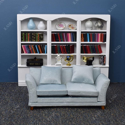 iLAND Dollhouse Couch, Modern Dollhouse Furniture on 1/12 Scale, Miniature Sofa for Dollhouse Living Room (Light Sky Blue Velvet)...