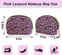 Small Pink Leopard Makeup Bag Half Moon Leopard Print Cosmetic Bag Portable Makeup Pouch Bag for Purse...
