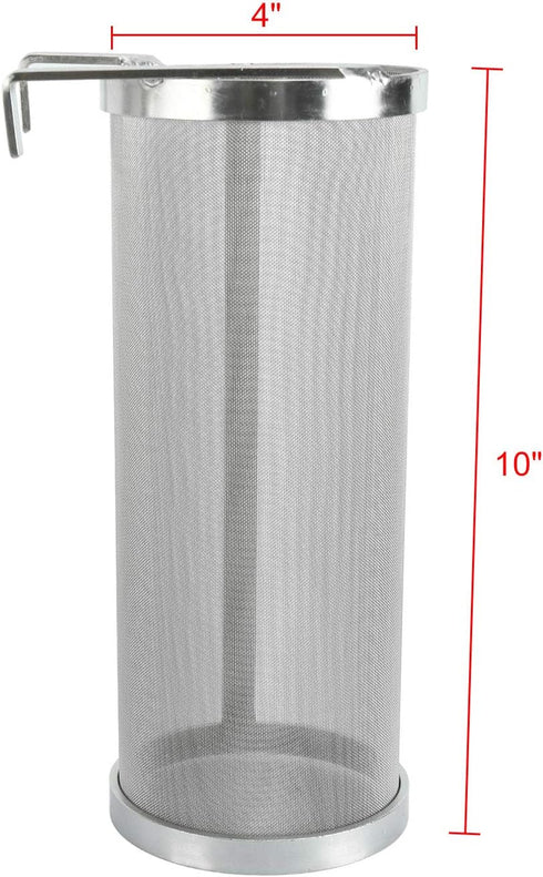 4 X 10 Inch Hop Spider 300 Micron Mesh Stainless Steel Hop Filter Strainer Hopper for Home Brewing Beer Tea Kettle (4"X10")...