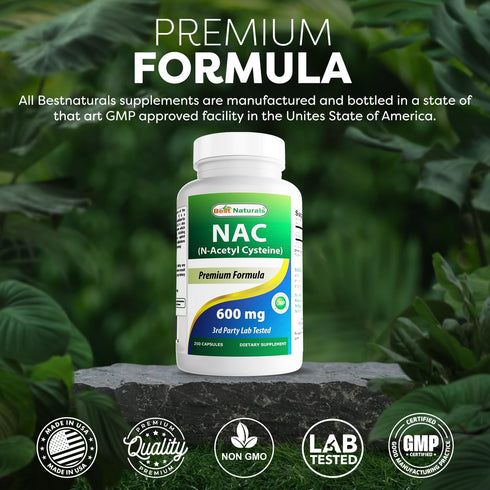 Best Naturals NAC - N Acetyl Cysteine 600 mg 250 Capsules - n Acetyl cysteine - Powerful antioxidant...