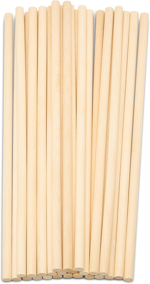 Wooden Dowel Rod, 3/8 Inch x 12 Inch Wood Dowels, Pack of 25 Wooden Dowels for Crafts, Unfinished Hardwood Wooden Dowels Rods, Strong Wood Rod Dow...