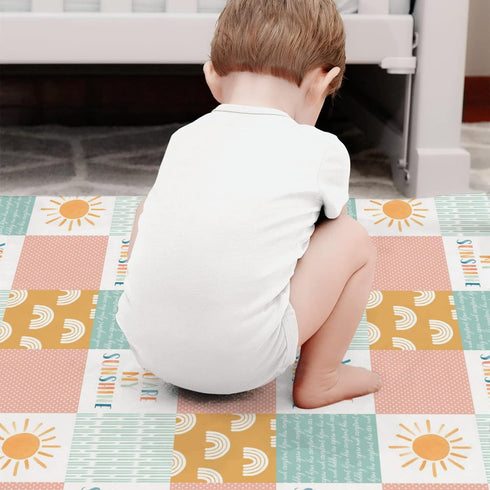 Boho Rainbow You Are My Sunshine Baby Blanket Girls Gift, Pink Sun Polka Dots Patchwork Flannel Fleece Nursery Bed Blankets, Soft Lightweight Newb...