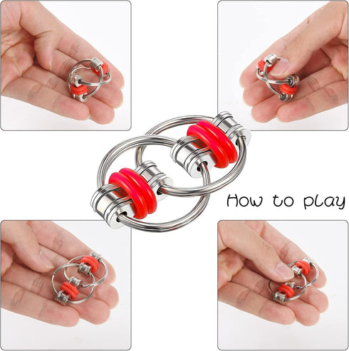 Marble Mesh Fidget Toys Set - 8 Pcs Sensory Fidget Toys for Adults Anti Stress Flippy Bike Chain Acupressure Rings Metal Fidget Toys for Teens Boy...