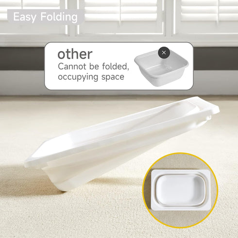Beright Collapsible Storage Bin, Wash Basin Folding Dish Tub Sink, Space Saving for Dishing, Fruit and Camping, Hiking and Home, White, Large, 1 P...