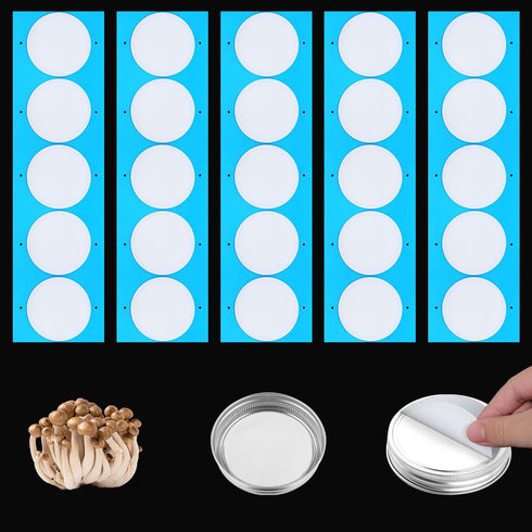 50pcs Synthetic Filter Paper Stickers, 84mm Diameter Adhesive Filter Discs 0.3 µm Wide Mouth Mason Jar Lids Filter Patch for Mushroom Cultivation...
