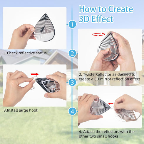 Bird Scare Discs Set, Highly Reflective Bird Reflectors Wind Spinner, Extra Sparkly Drop-Shape Wind Spinner Bird Devices to Scare Birds Away from ...