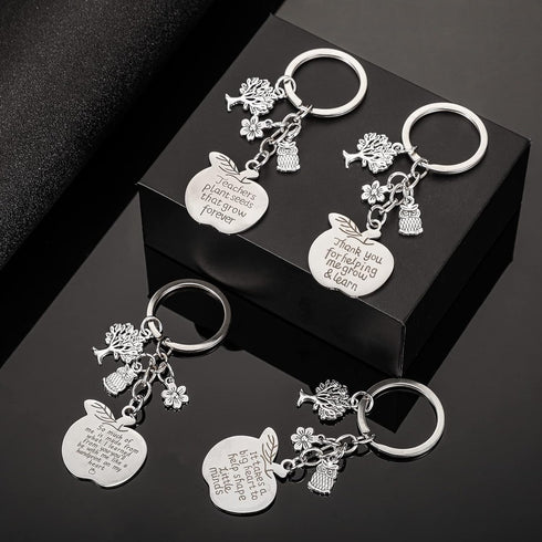 Henoyso 24 Pcs Teacher Gifts Teacher Keychain Thank You Gifts for Women Teacher Appreciation Gifts from Students Graduation (Apple with Tree)...