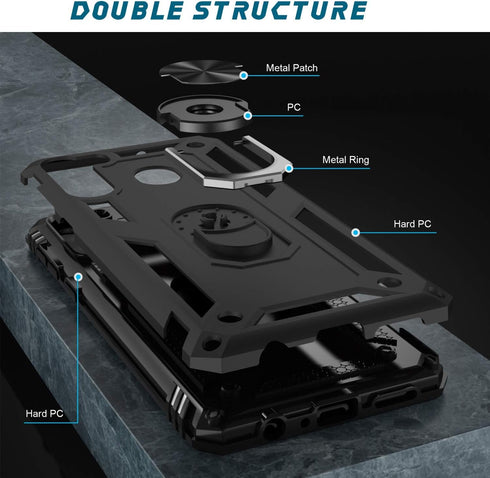 MERRO for Galaxy A21 Case with Screen Protector,Military Grade Heavy Duty Shockproof Cover Pass 16ft Drop Test with Magnetic Kickstand Protective ...