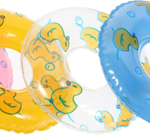Mini Swimming Ring: Cute Duck Decorative Dollhouse Accessories Photo Props for Summer Sport Theme Decor 3.34in5pcs...