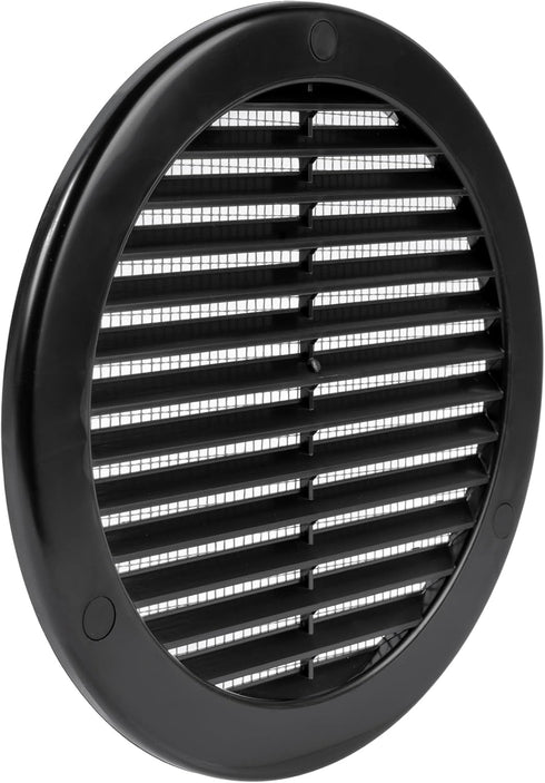 Vent Systems 6'' Inch Black Soffit Vent Cover - Pack of 5 - Round Air Vent Louver - Grille Cover - Built-in Insect Screen - HVAC Vents for Bathroo...