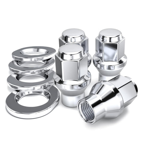 White Knight 1/2"-20 Thread Lug Nuts for Aftermarket or Factory Wheels - 4 Chrome Lug Nuts - ET Bulge Seating - Carbon Steel for Durable Construct...