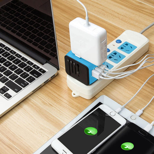 Travel Adapter Worldwide, Universal International Power Plug Adapter W/2.4A 3xUSB-A and 3.0A Type-C Wall Charger, European Travel Plug Adapter for...