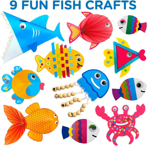 Arts and Craft Kit for Toddlers Ages 3, 4, 5 Years - Craft 9 Fun Fish Characters...