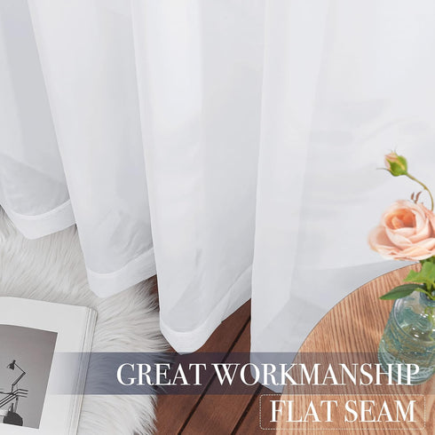 NICETOWN White Sheer Curtains 63 inch Length for Bedroom, Rod Pocket Translucent Voile Sheer Airy & Breathable Curtain Panels for Flat/Apartment, ...