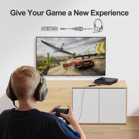 Inwa Aux to USB External Sound Card, Simultaneous Phone Discord Chat & Gaming Sound in Wired Headphone, USB to 3.5mm Jack Audio Adapter, 7.1 Surro...