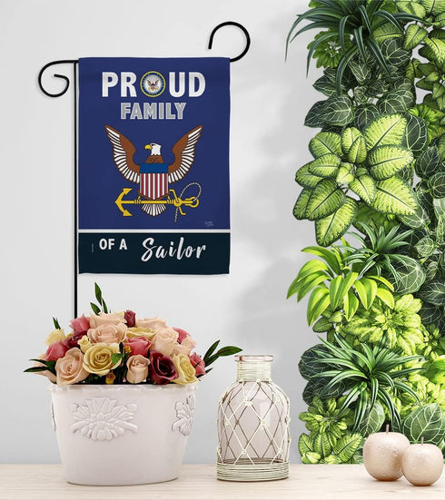 Proud Family Sailor Garden Flag - Armed Forces Navy USN Seabee United State American Military Veteran Retire Official - House Decoration Banner Sm...