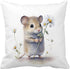 Cute Mouse and Flower 18x18 Inch Throw Pillow Cover, Sweet Floral Mice Decorative Cushion Case, Adorable Rodent Pet Lover Home Room Bed Couch Spri...