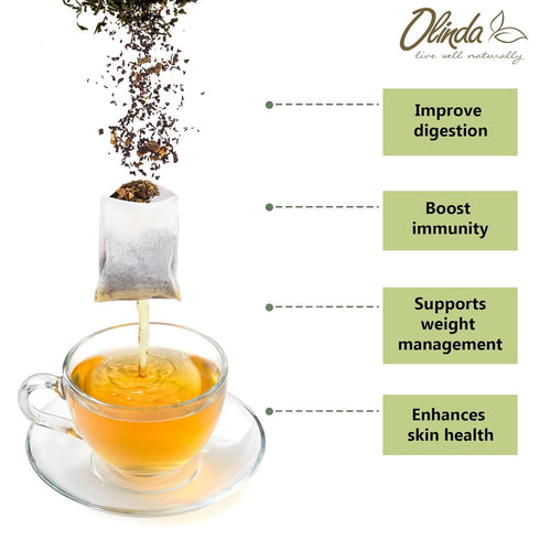 Olinda Green Tea Natural Lemon Flavor Herbal Tea Organic Caffeinated Tea Bags Lemon Green Tea Brew Hot 28 Tea Bags - Pack of 1...