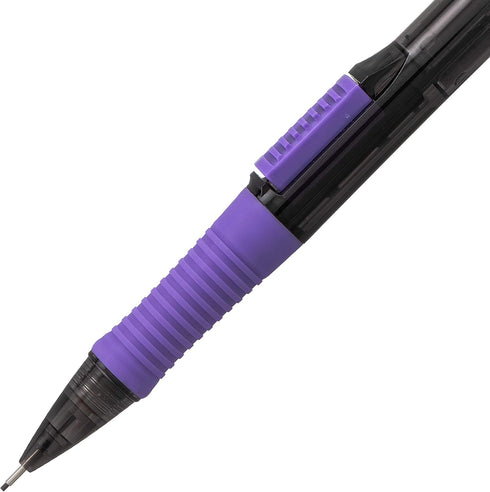 Pentel Quick Click Pop Mechanical Pencil, (0.7mm) Medium 2B Lead, Black Barrel W/Violet Trim Box of 12 (PD217AV)...
