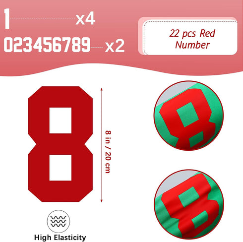 Zonon 22 Pieces Iron on Numbers T Shirt Heat Transfer 0 to 9 Jersey Numbers for Team Uniform Sports(Red,8 Inch)...