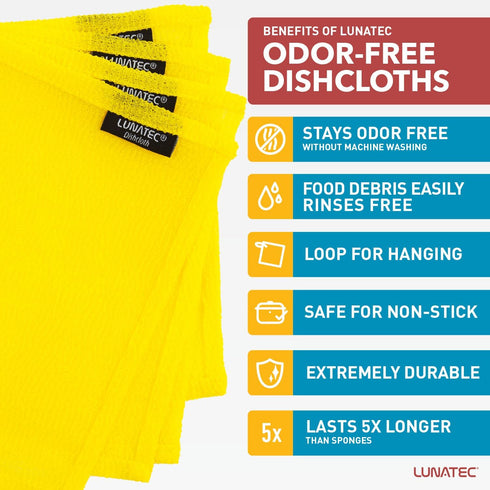 Odor-Free Kitchen Dishcloths. A Scrubber and scouring pad for All Surfaces. (4-Pack)...