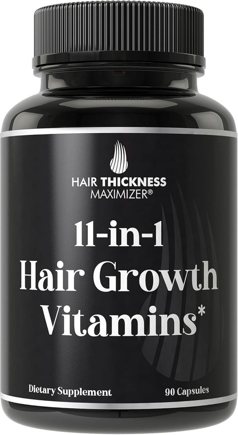 11-in-1 Vegan Hair Growth Vitamins for Thinning & Brittle Hair – Advanced Vitamin Complex with 5000mcg Biotin, Pumpkin Seed, Zinc. Supports Thicke...