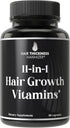 11-in-1 Vegan Hair Growth Vitamins for Thinning & Brittle Hair – Advanced Vitamin Complex with 5000mcg Biotin, Pumpkin Seed, Zinc. Supports Thicke...
