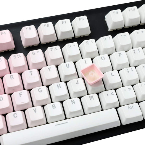 YMDK Double Shot 104 Dyed PBT Shine Through Keyset OEM Profile Keycap Set for Cherry MX Switches Mechanical Keyboard 104 87 61,Pink White Gradient...