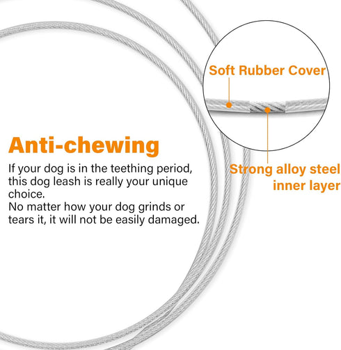 Heavy Duty Dog Leashes with Chew Proof and Comfortable Padded Handle 4/5/6 FT, Steel Metal Safety Lead Rope with Retractable Buckle for Large or M...