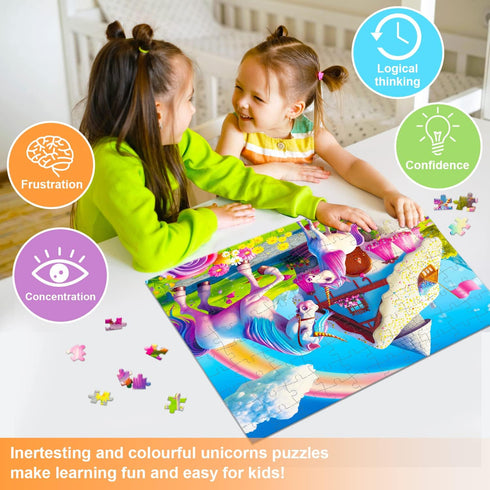 100 Piece Jigsaw Puzzle for Kids Age 4-8 Teens Gift Family Time (Pink Unicorns)...