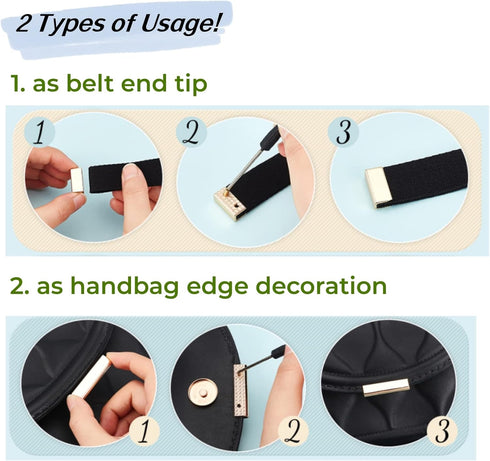 WADORN 18 Sets Metal Belt Tip with Screws, 0.98 Inch Wide Bag Decorative Buckles for Purse Webbing End Clip Buckles Leather Handle Strap End Cover...