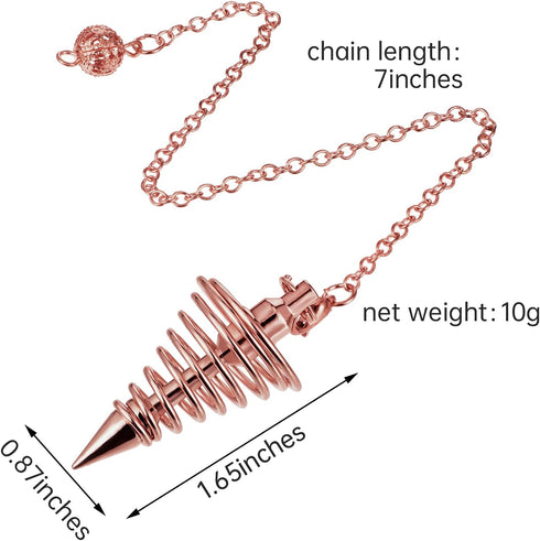 3 Pieces Copper Metal Dowsing Pendulum Divination Dower Reiki Healing Pendulum Chain,Silver Spiral Coil Point Meditation Yoga Balancing Pendant...