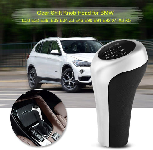Gear Stick Shift Knob-6 Speed, Car Manual Gear Knob, 6-Speed Transmission Manual Gear Shift Knob Adapter Head for E36 E46 E39 E34 Z3 E90 E91 E92 X...