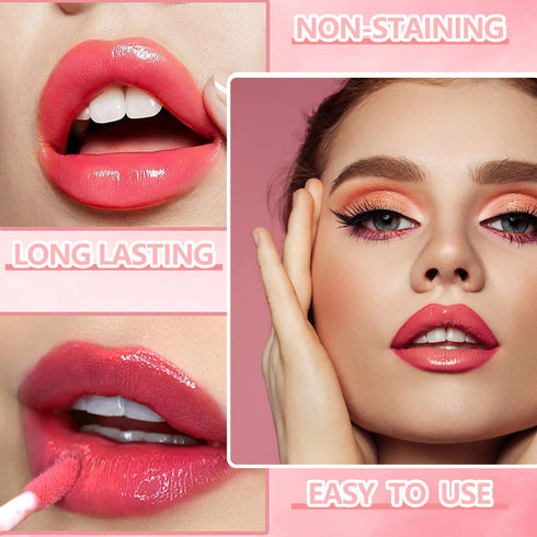 Eakroo 6 Colors Lip Tint Stain Mini Liquid Lipstick, Korean Lip Gloss Moisturizing Natural, Multi-Use Lip and Cheek Tint, Non-Stick Cup, Lightweig...
