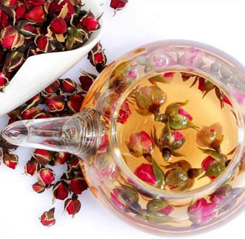 TooGet Fragrant Natural Deep Red Rose Buds Petals Organic Dried Golden-Rim Rose Flowers Wholesale, Culinary Food Grade - 4 OZ...