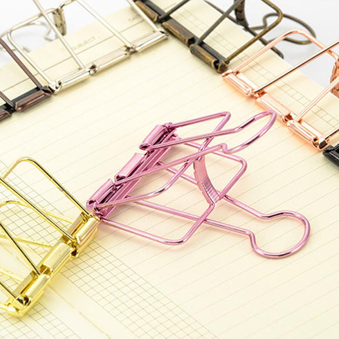 Hollow Out Paper Binder Clip Invoice Bill Clip Office Supplies Pack of 10 (S, Bronze)...