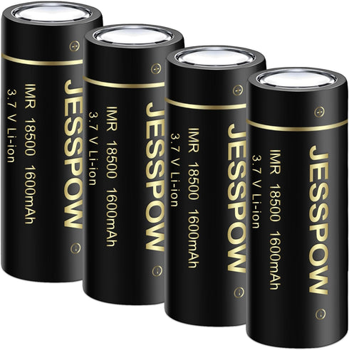 18500 Rechargeable Batteries with Flat Top, IMR 18500 Rechargeable Li-ion Battery 1600mAh 3.7V for Flashlight, Solar Garden Light (4 Pack)...