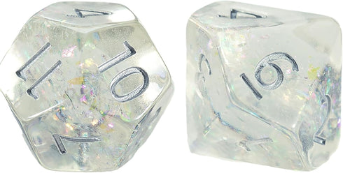 Gate Keeper Games and Dice: Holographic Dice: Unicorn - 7pc Set, Transparent, Holographic Glitter Swirl, 7 Resin Dice for Role Playing Games...